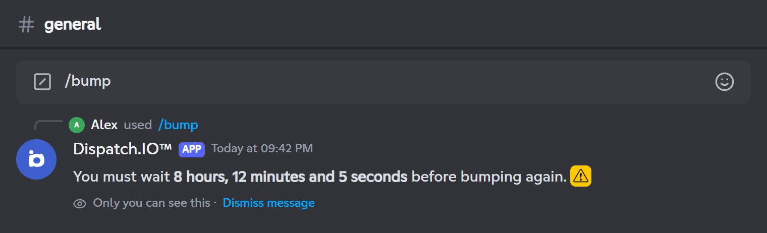 Reply of /bump during the delay