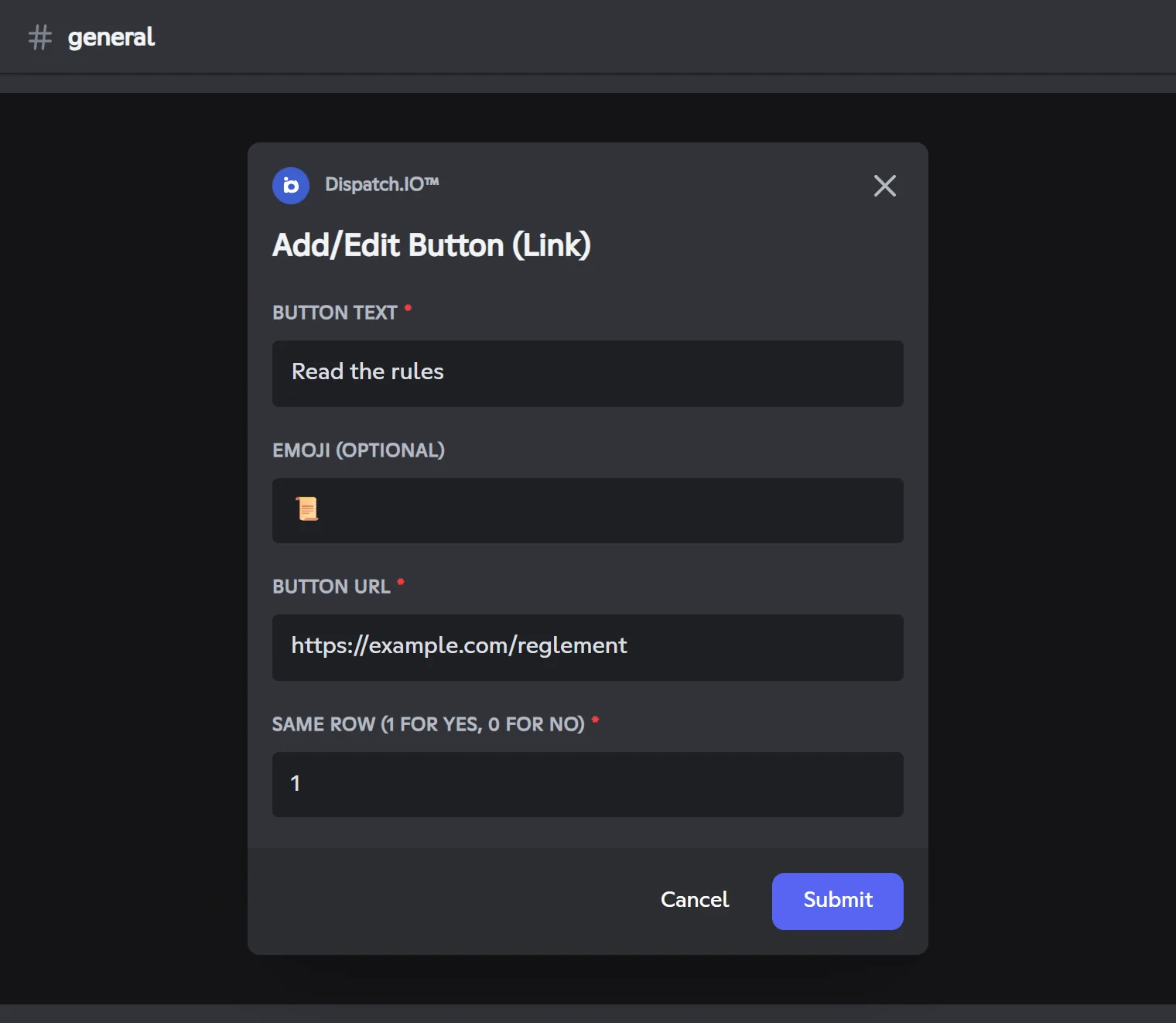 Window to add a link button