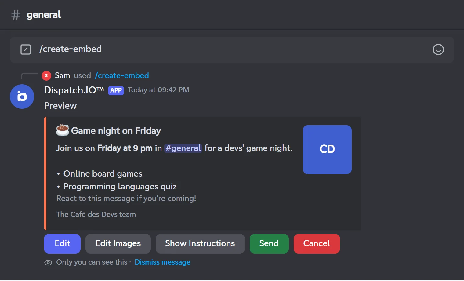 Embed preview in the builder