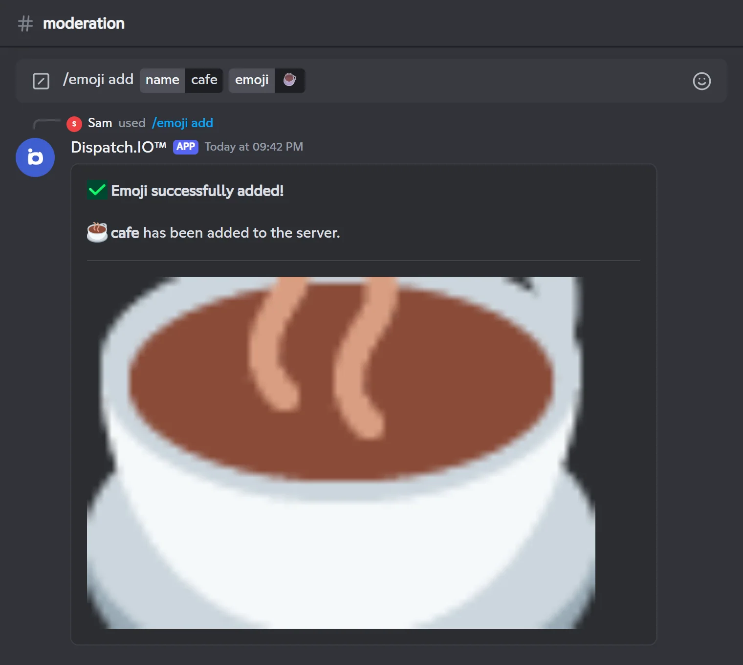 Emoji successfully added
