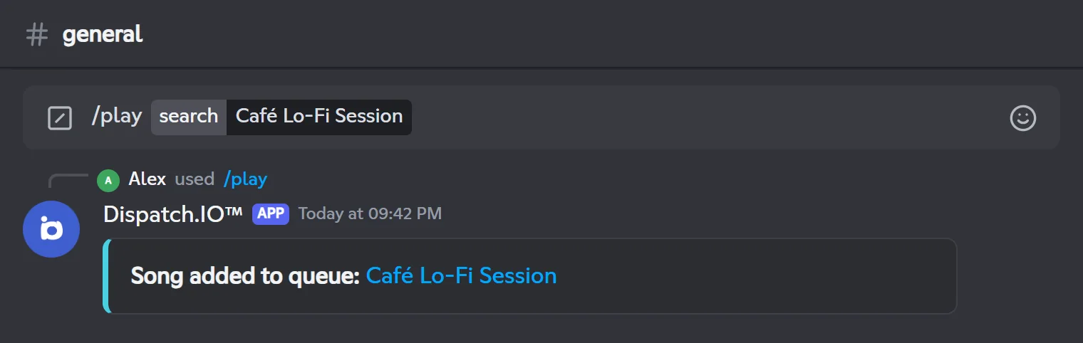 /play reply: Café Lo-Fi Session added to the queue