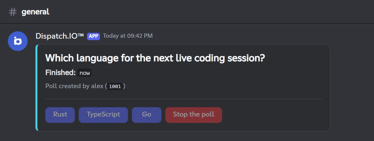 Finished poll with greyed-out buttons