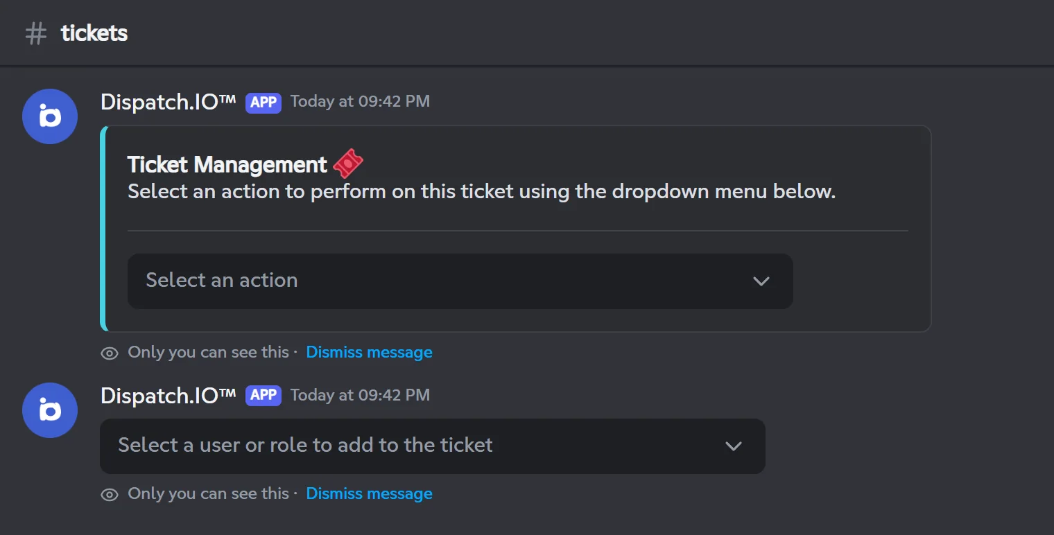 Select menu to add a member to the ticket