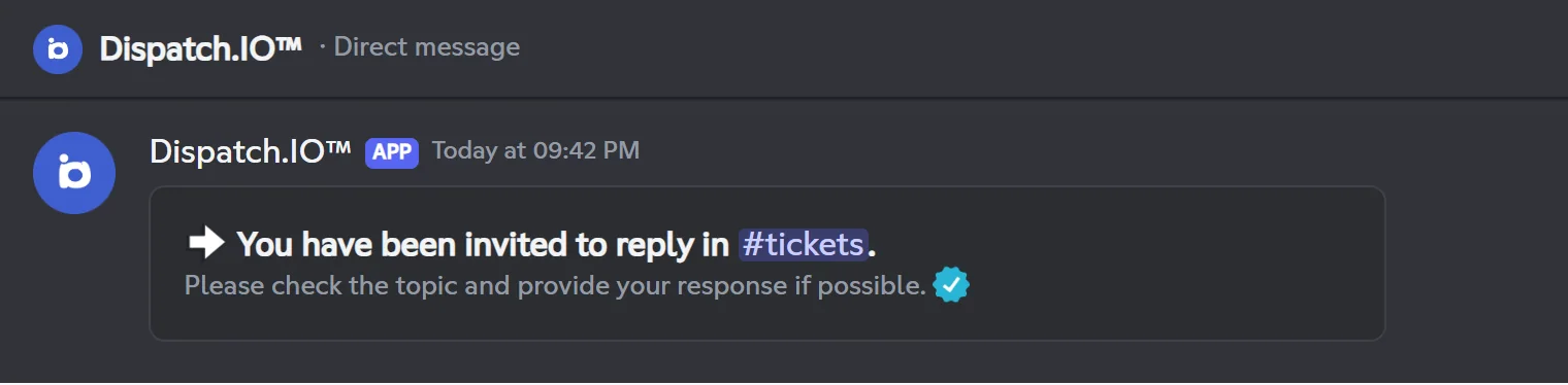 DM received by the member asked to reply