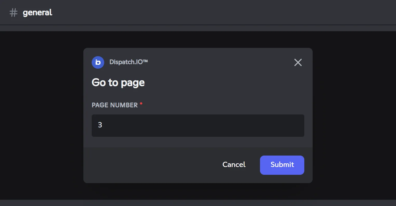 The Page 1/3 button opens this window. Go to page window with the Page number field