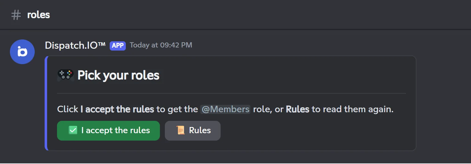 Role panel with two buttons in a container