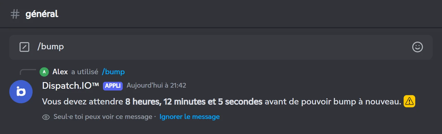 Réponse de /bump pendant le délai