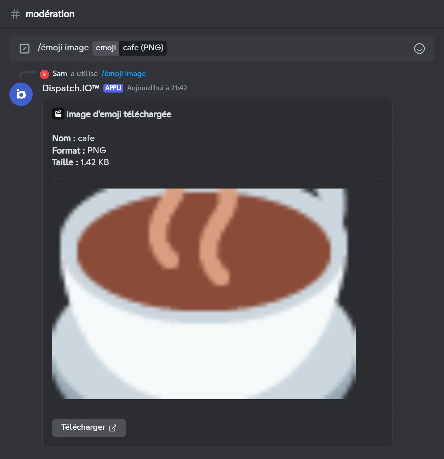 Image de l'émoji cafe avec le bouton Télécharger