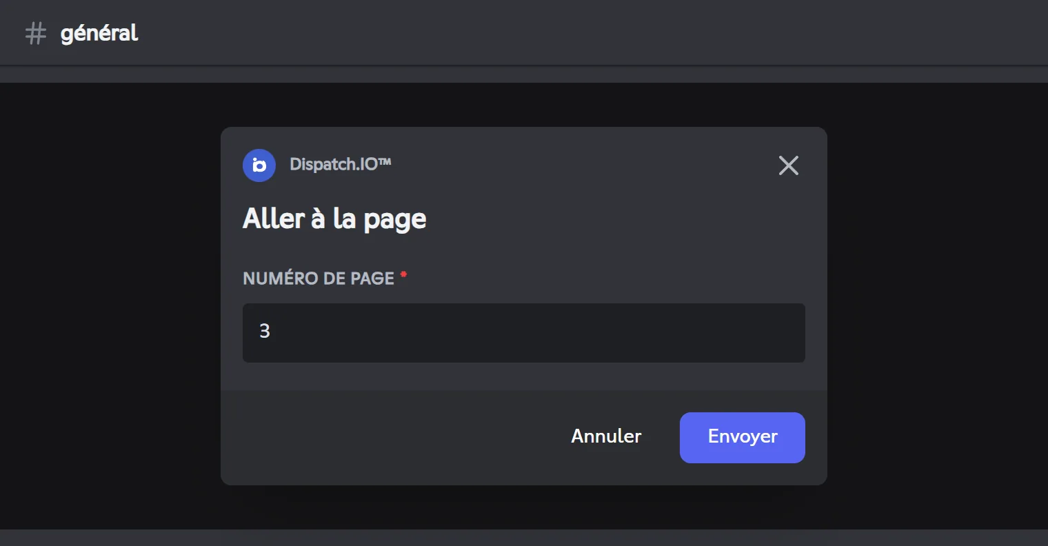 Le bouton « Page 1/3 » ouvre cette fenêtre. Fenêtre Aller à la page avec le champ Numéro de page