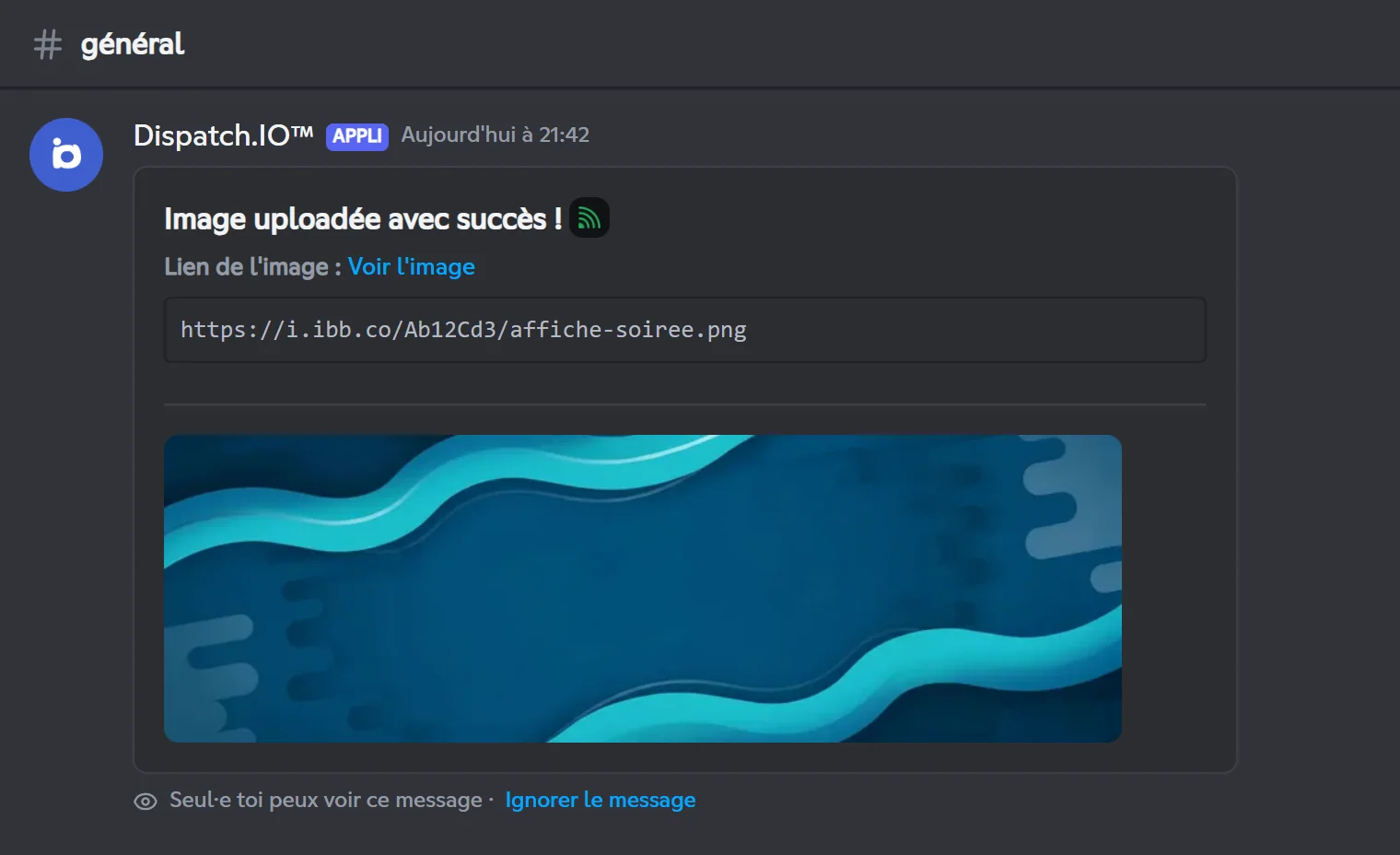 Image mise en ligne avec son lien direct