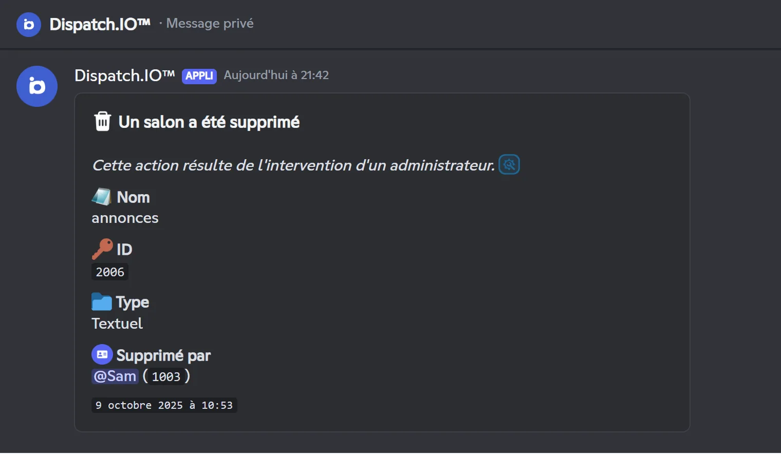 Copie du même journal reçue en message privé