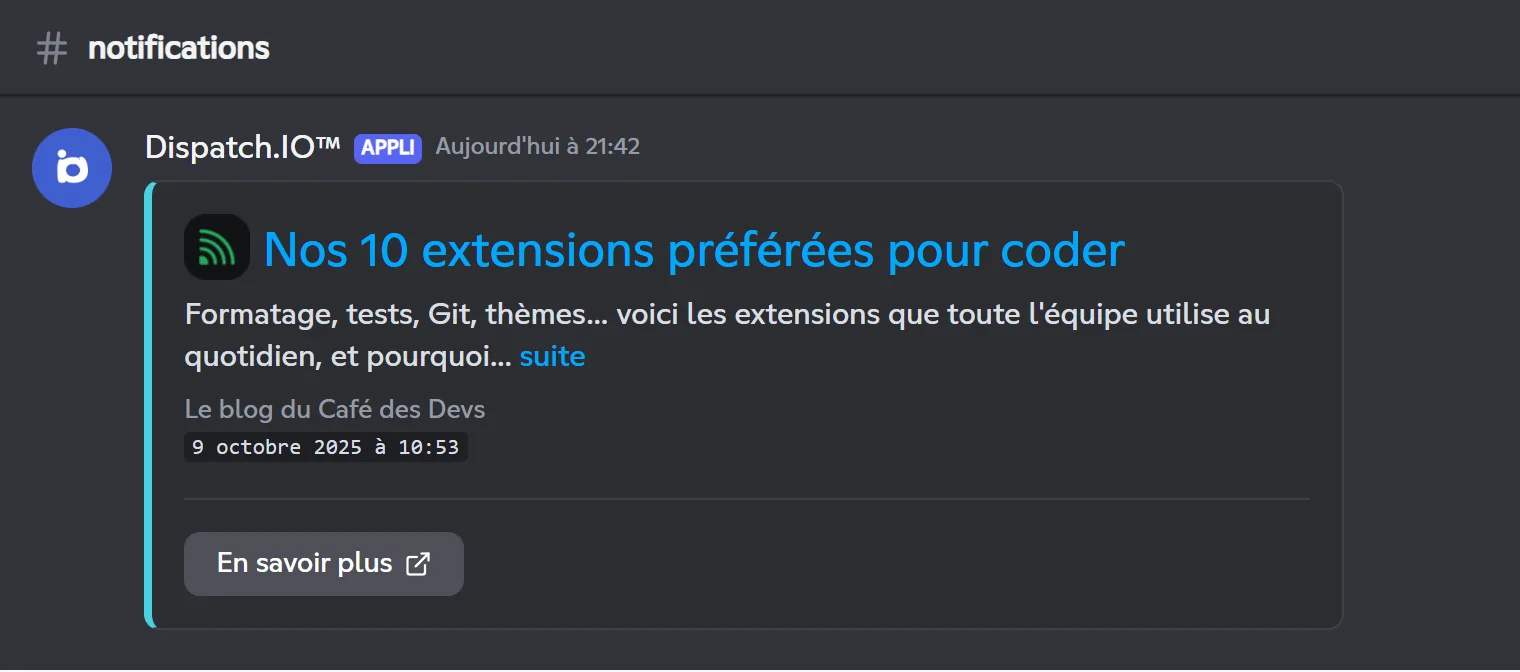 Annonce d'un nouvel article RSS