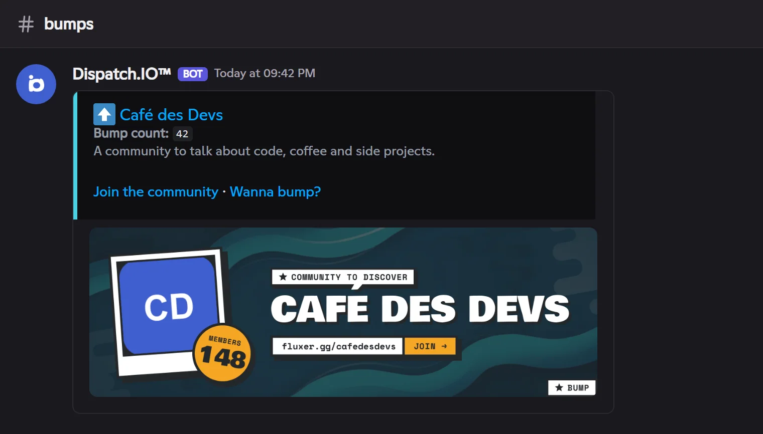 A community's presentation posted by !bump in another community