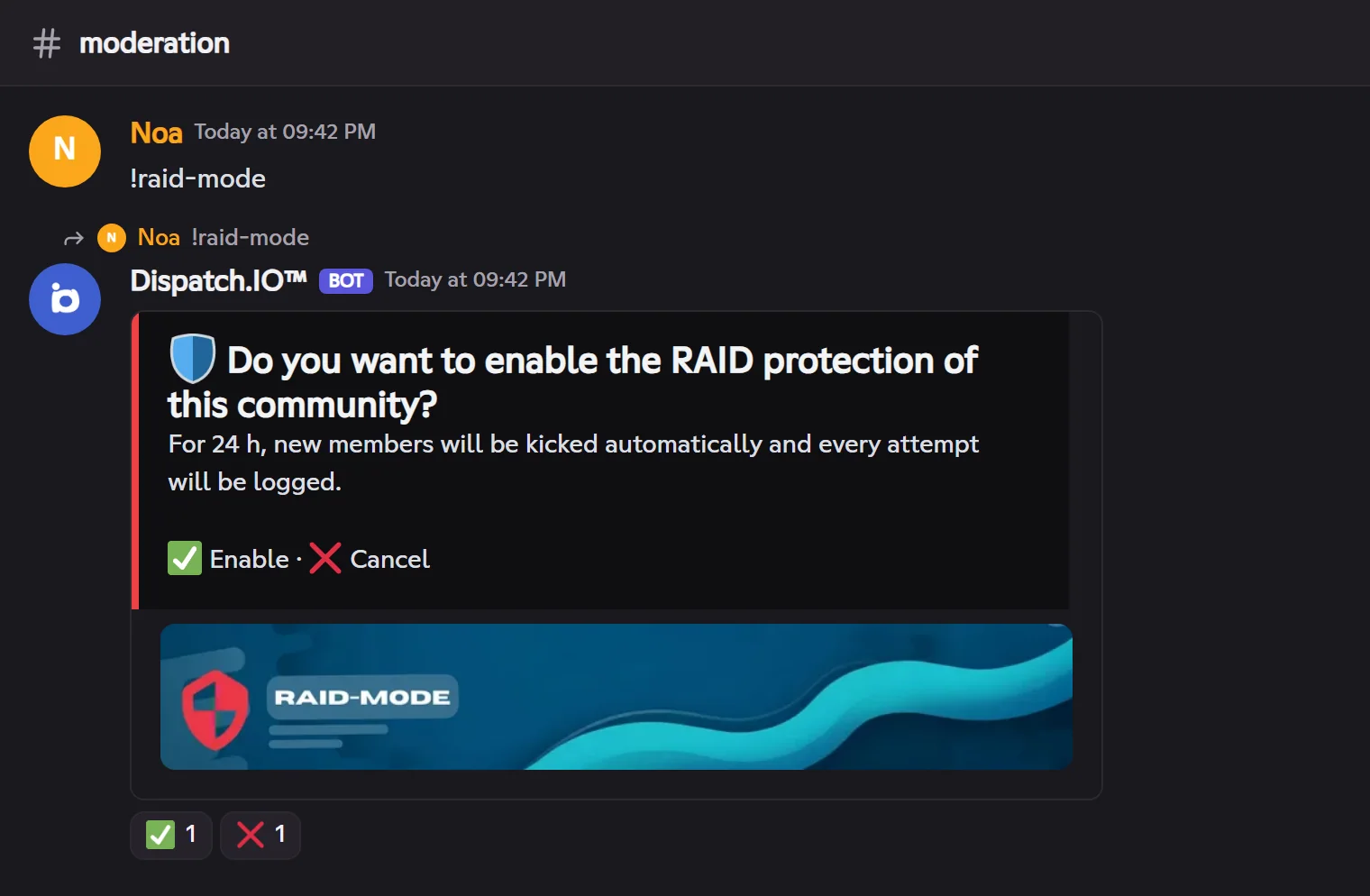 !raid-mode question with ✅ and ❌