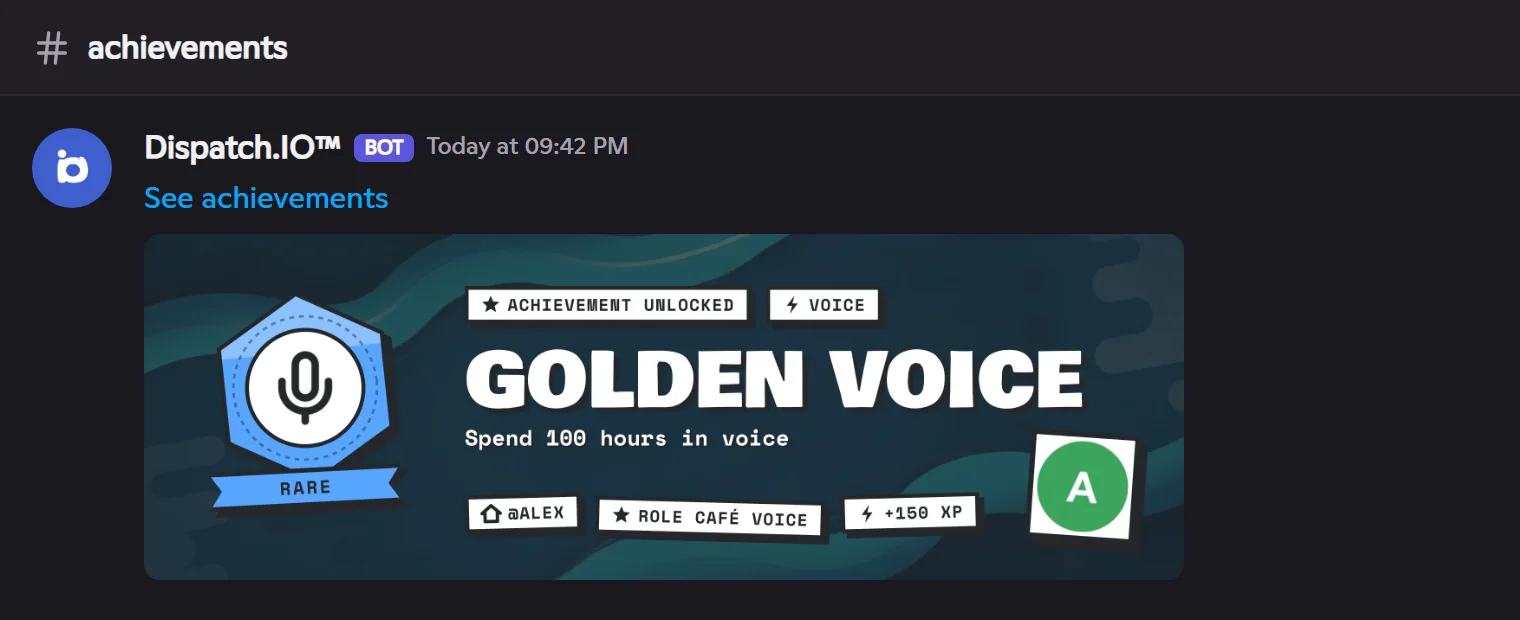 Alex's "Golden voice" achievement banner