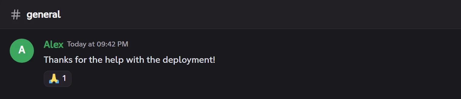 Automatic reaction of the bot under a message containing "thanks"