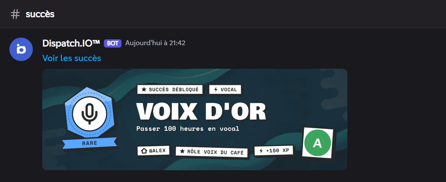 Bannière de succès « Voix d'or » d'Alex
