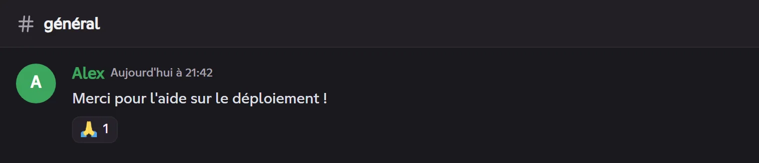 Réaction automatique du bot sous un message contenant « merci »