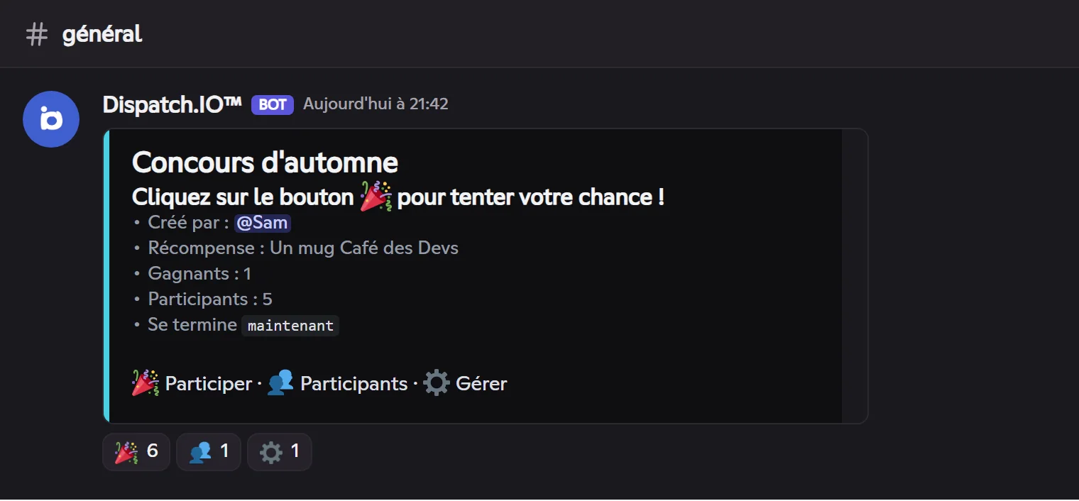 Un giveaway publié