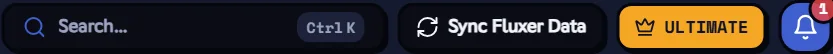 The Sync Fluxer Data button, at the top of every dashboard page. Sync Fluxer Data button in the dashboard header