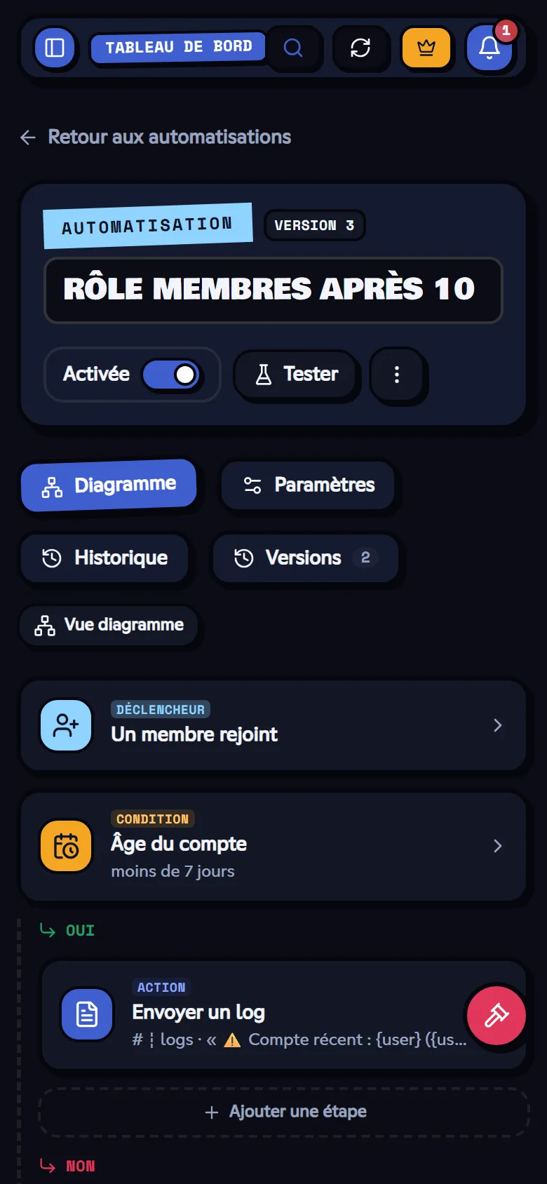 Éditeur en vue liste sur téléphone