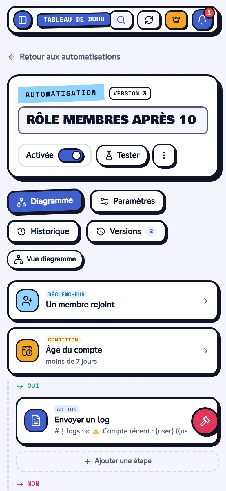 Éditeur en vue liste sur téléphone