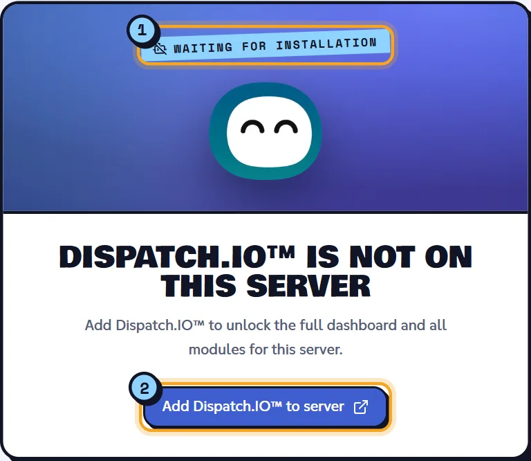 Page of a server without the bot, with the Add Dispatch.IO™ to server button