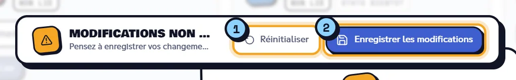 Barre Modifications non enregistrées en bas de l'écran