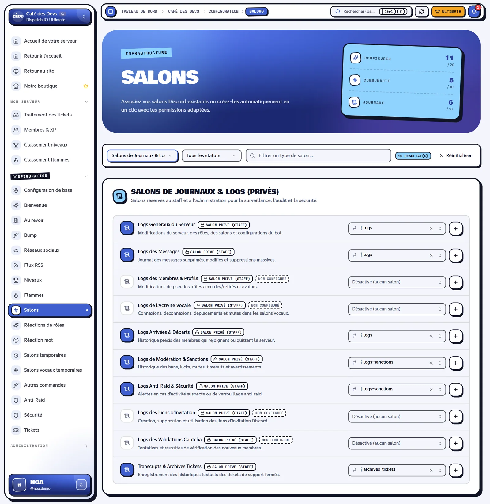 Page Salons filtrée sur les journaux