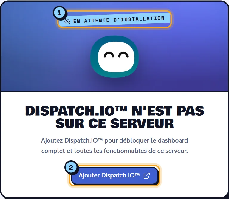 Page d'un serveur sans le bot avec le bouton Ajouter Dispatch.IO™